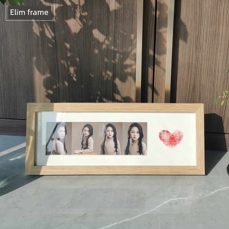 簡約現代實木格子畫框掛牆情侶生日禮物兒童照片框