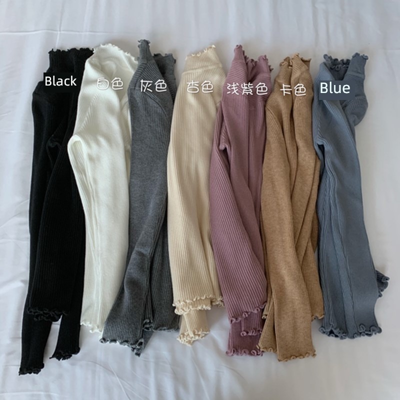 Fat mm Agaric edge Half high collar Long sleeve jacket Undershirt