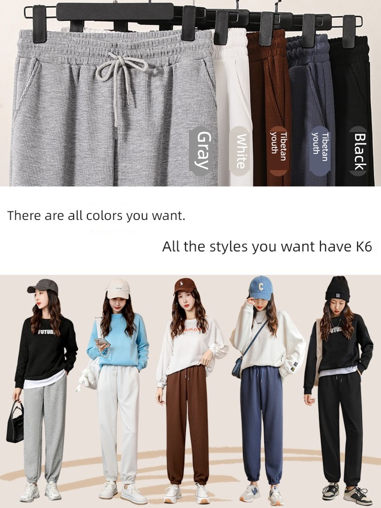 NGGGN Spring, autumn and winter Plush leisure time grey Sports pants