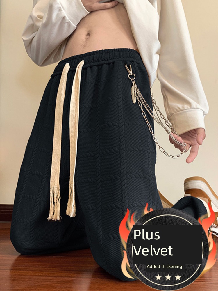 Autumn and winter Plush vibe Big size High street leisure time trousers