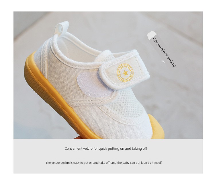 Kindergarten Indoor White Shoes for Boys, Lightweight Non-Slip Indoor Shoes for Boys Entering School, Children's White Canvas Shoes — 8