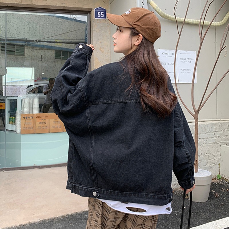 easy spring and autumn new pattern Big pocket black chaqueta