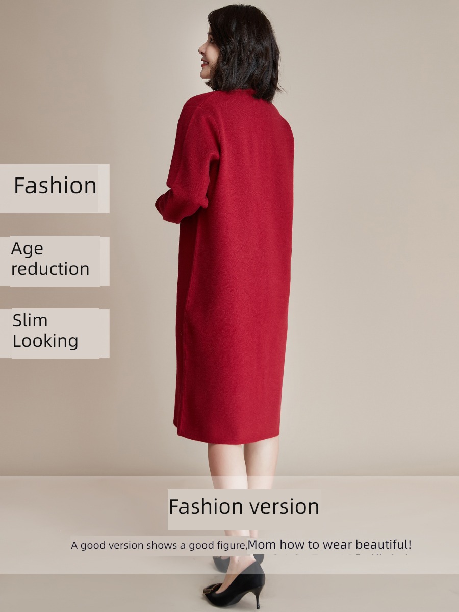 loose coat female ethnic style mom spring and autumn knitting Dress
