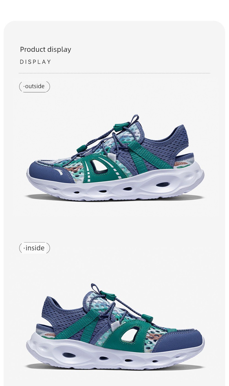 Anta Kids Boys' Beach Shoes 2026 Summer New Non-Slip Wear-Resistant Closed-Toe Sandals for Older Children — 18