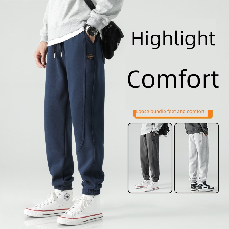 Pounds leisure time Spring and Autumn Plush knitting Harlan sweatpants