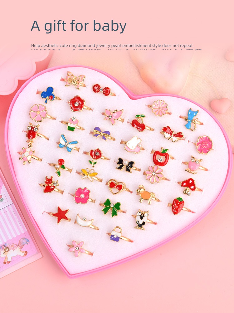 children princess gemstone Cartoon Live Adjustable Ring