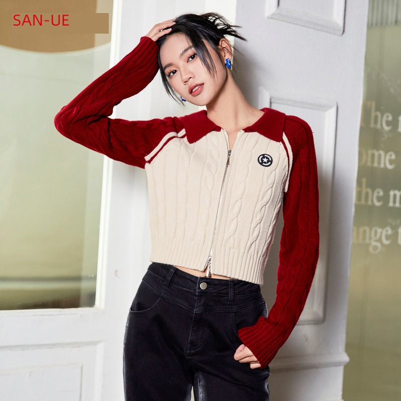 Sanfu Color contrast raglan sleeve hottie have cash less than that is registered in the accounts knitting sweater