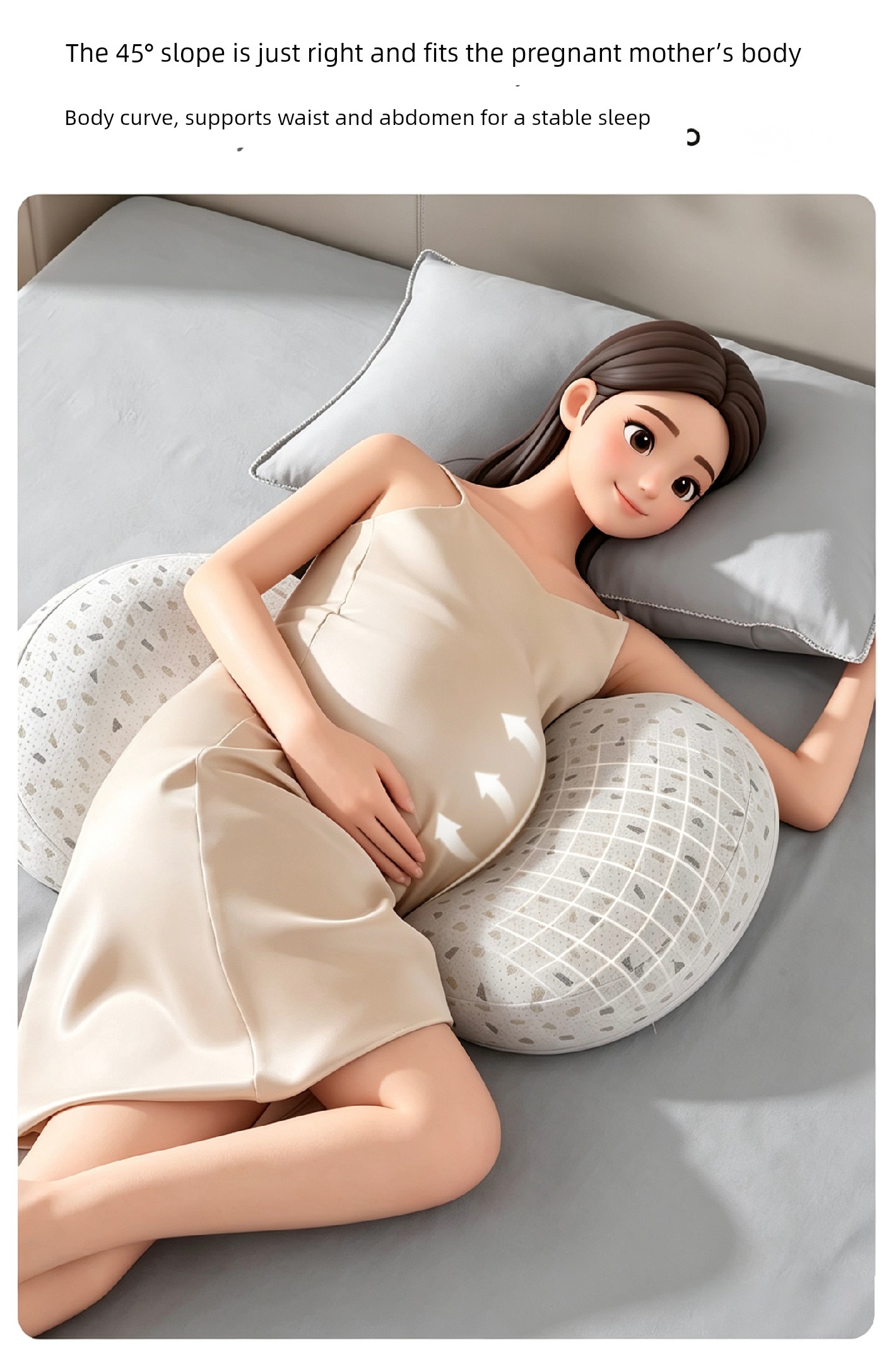 Invebaby Pregnancy Pillow for Waist Support, Side Sleeping, and Belly Support, Special Pillow for Sleeping during Pregnancy, Gift — 5