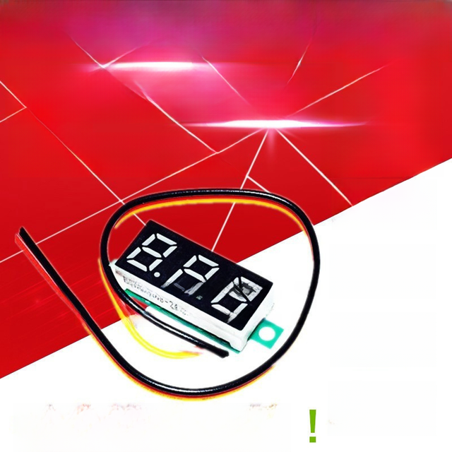 0.28寸超小数字直流电压表头 数显 可调 三线DC0-100V 电瓶电压表