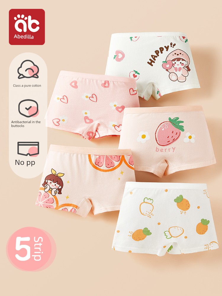 Girls' Underwear, Kidsren's Pure Cotton Type A, All-Cotton, Little Girls, Baby Girls, Boxer Shorts, 2-Year-Old, Small and Medium-Sized Kidsren, Baby Girls' Boxer Shorts