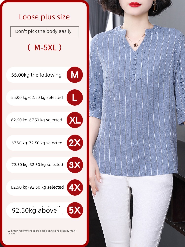 three quarter sleeve 2022 summer flax Women shirt