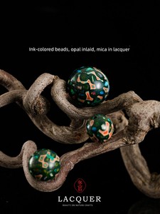 Natural Lacquer Single Beads, Intangible Cultural Heritage Necklace Accessories, Opal Mica Inlaid Lacquer Bracelets, Cra
