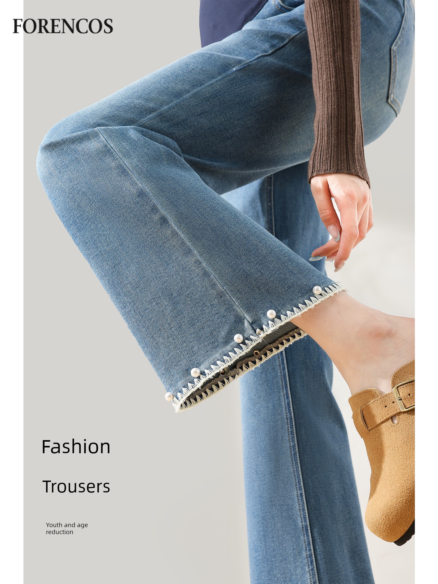 Maternity Jeans for Autumn, Flared Pants for Women, 2026 New Style, Plus Size, High Elasticity, Flared Pants for Petite Women, Cropped Pants — 4