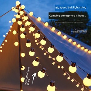 Outdoor Camping Atmosphere Bulb Ball Lighting Chain Wedding LED Colored Lamp with Canopy Tent Decorative Lights Courtyar