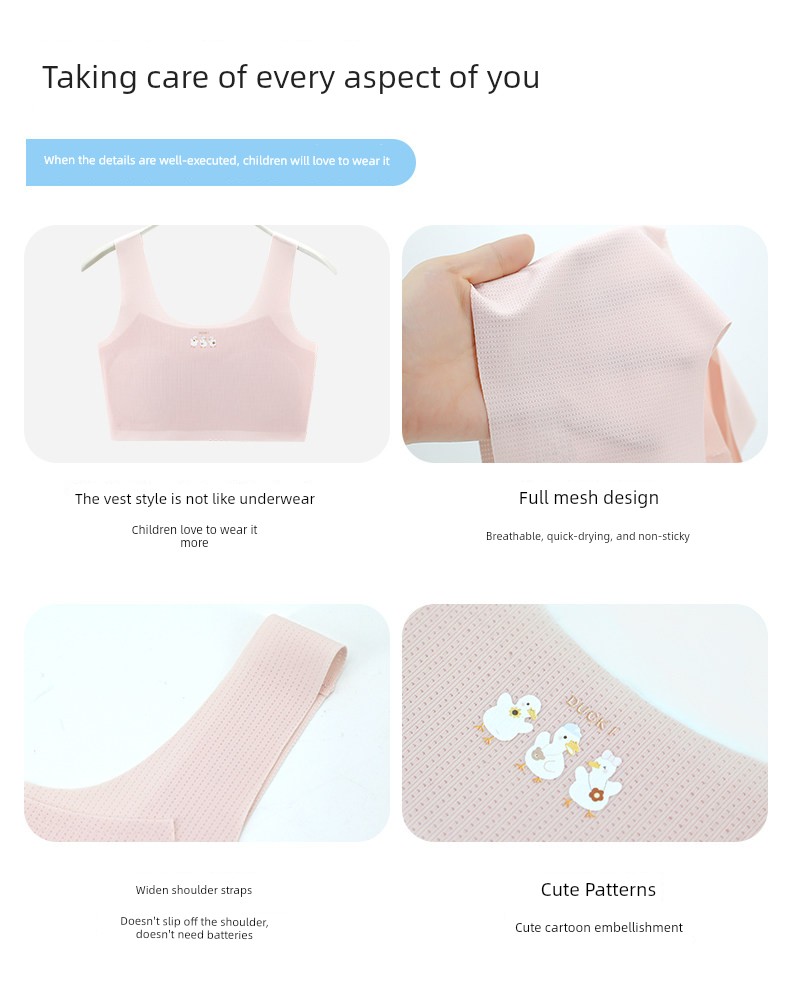 Children's Underwear for Girls in the Developmental Stage, Small Vests for Primary School Students, Stage One, 10-Year-Old Older Kids, 12-Year-Old Girls, — 14