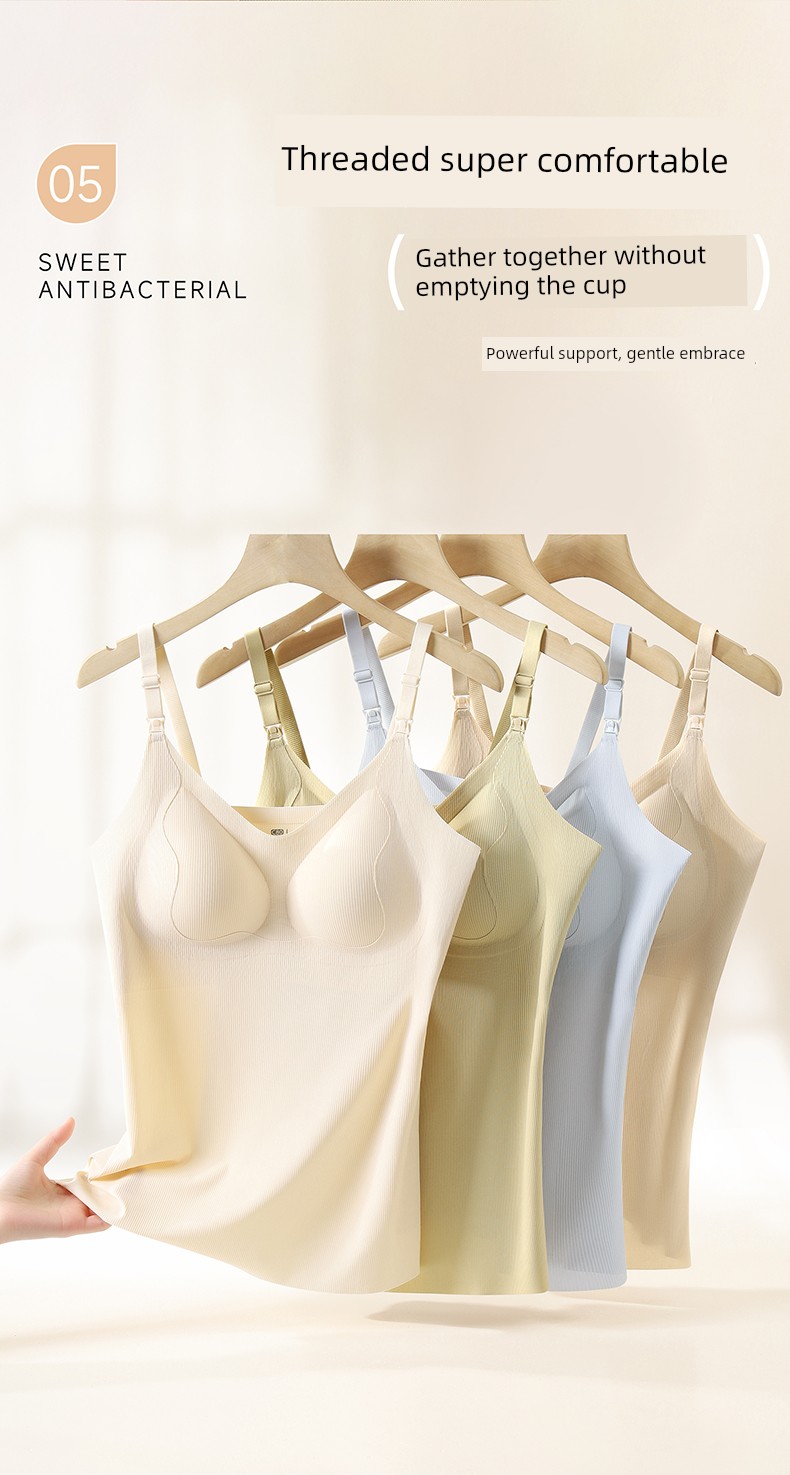 Maternity Nursing Tank Top with Straps, Postpartum Breastfeeding, No Need to Wear Underwear, Anti-Exposure, Thin Autumn Style Bra for Pregnant Women — 12