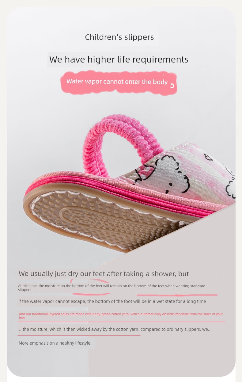 Fairy Feet Children's Layered Cotton Slippers Baby Indoor Home Non-Slip Breathable Cartoon Floor Shoes for Boys and Girls — 4