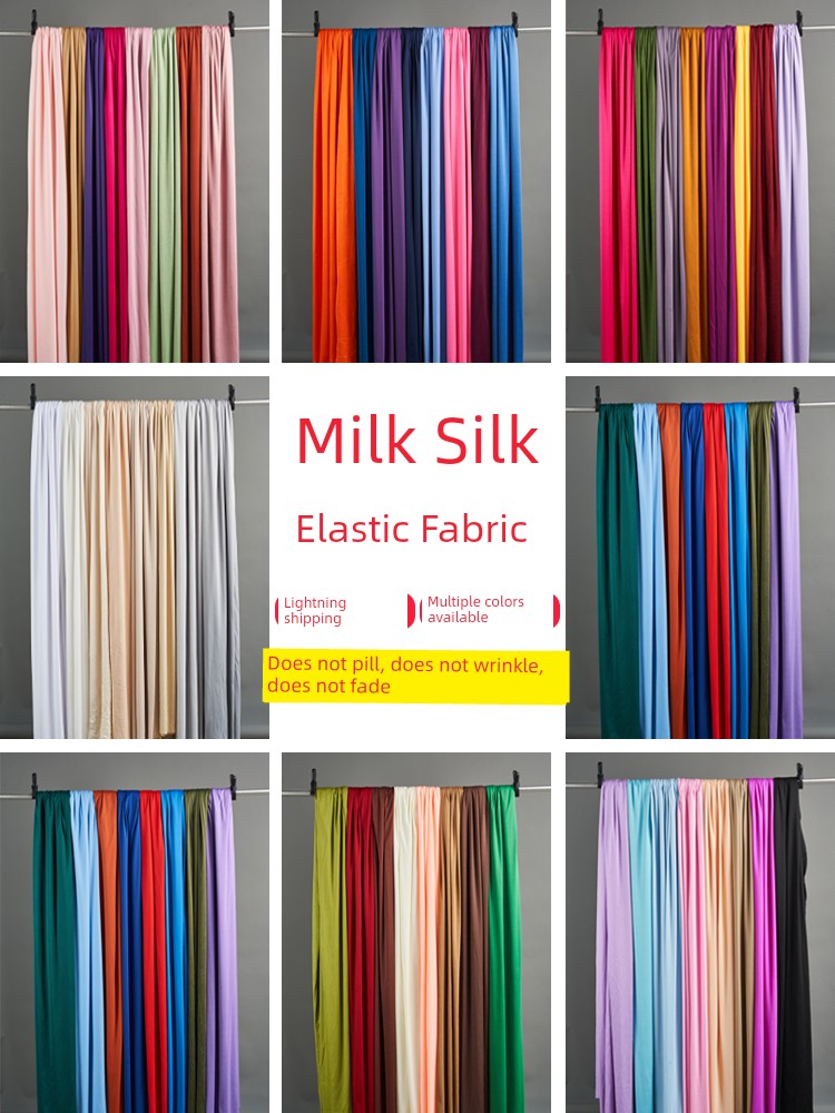 Wine Red Milk Silk Fabric Elastic Cloth Chinese-Style Wedding Hall Wave Cloth Stage Background Black Ceiling Drape Ceiling Hanging Curtain