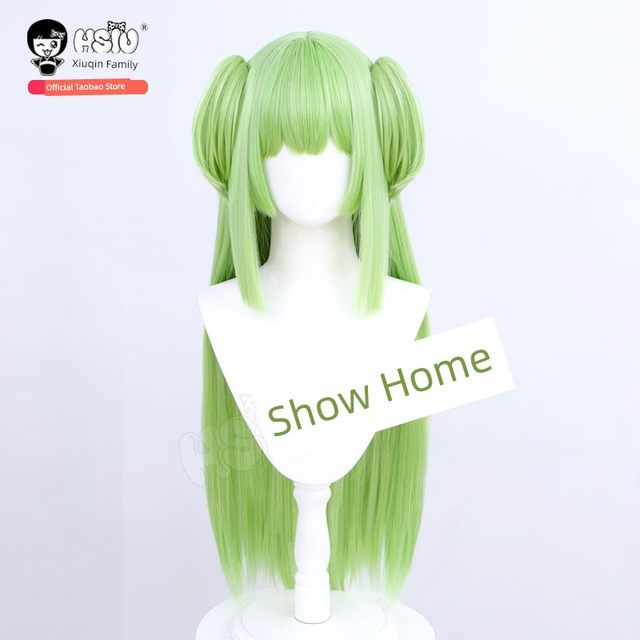 Xiuqinist Cong Yu Cos Wig Qianlian Wanhua Tender green long straight hair Little tiger mouth double ponytail hair accessories