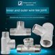 304 stainless steel outer wire tee inside and outside thread outer thread outer screw teeth tee inside inside and outside inside and outside inside wire port 4 points DN25