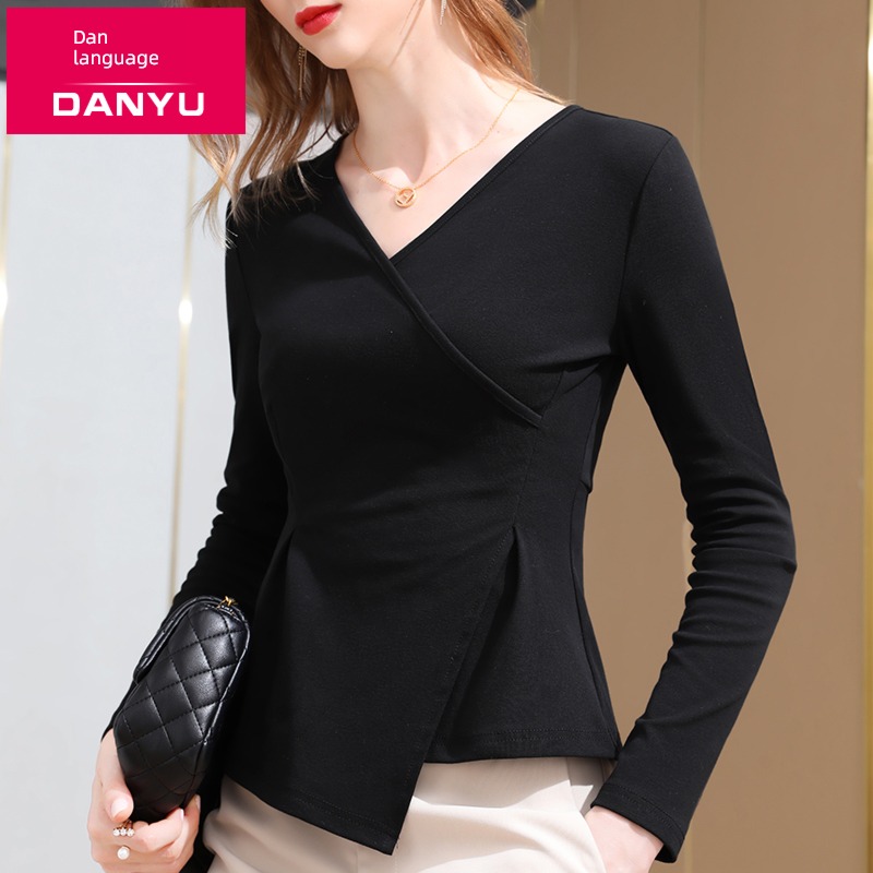 Dan language Irregular Long sleeve Sense of design T-shirt Undershirt
