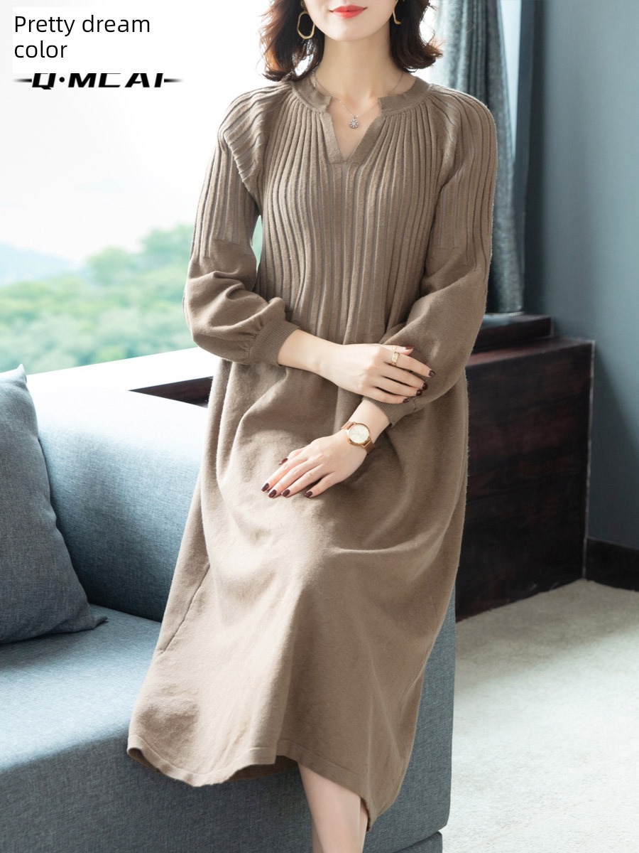 Your wife Light ripening wind middle age Cover the crotch knitting Dress