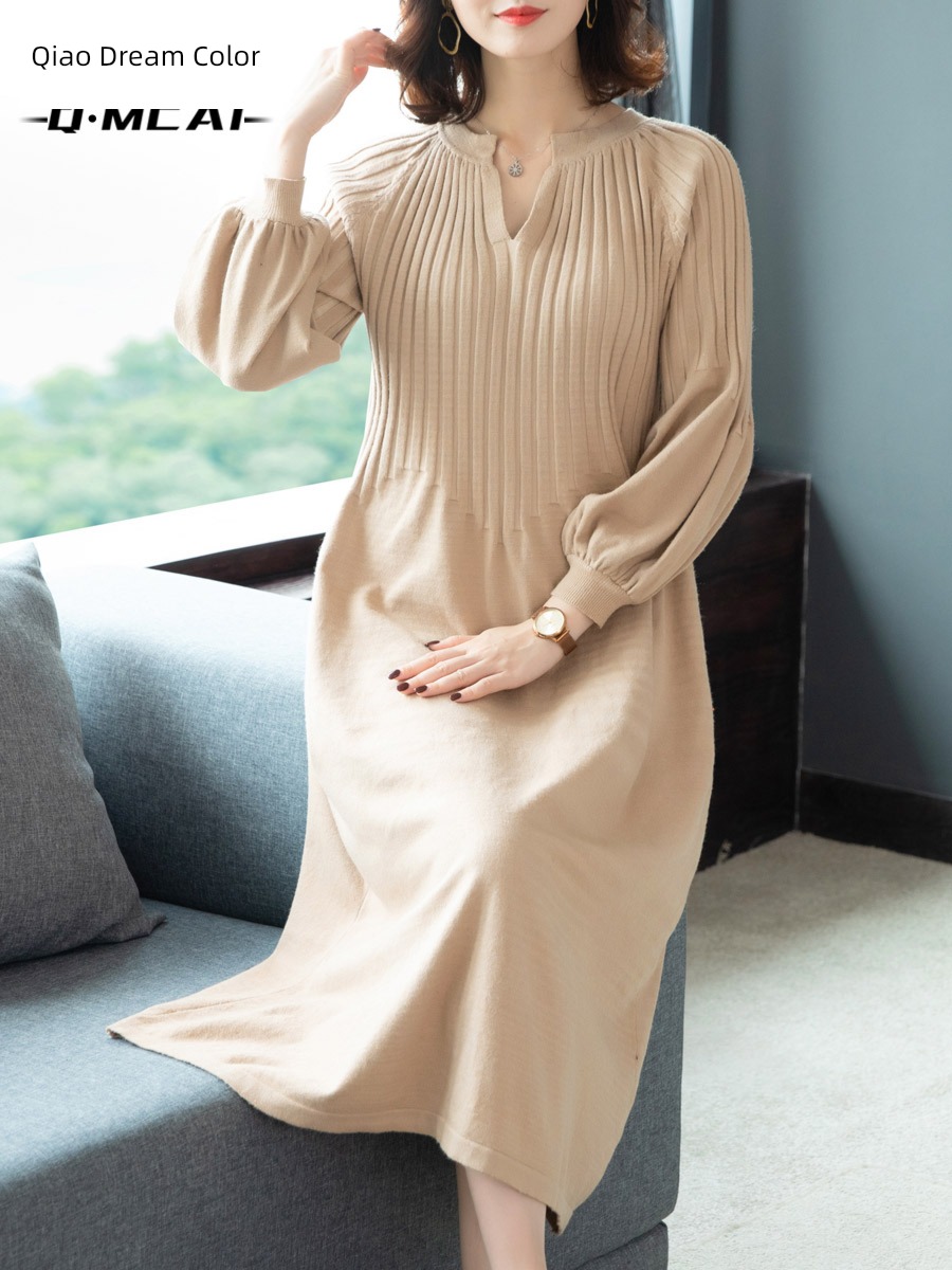 Your wife Light ripening wind middle age Cover the crotch knitting Dress