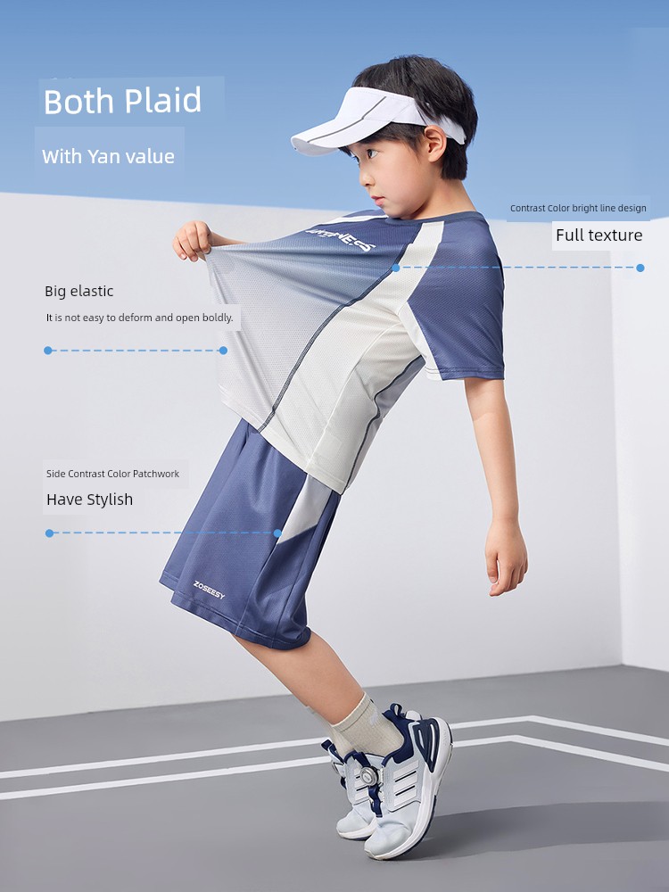Zuoxi Kidsren's Clothing Boys' Suit Summer Quick-Drying Sports Short-Sleeved 2026 New Kidsren's Basketball Uniform Two-Piece Summer Suit — 3