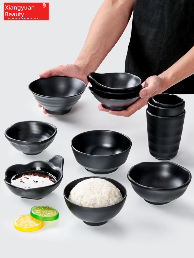 Xiangyuanmei Black Plastic Rice Hot Pot Melamine Tableware