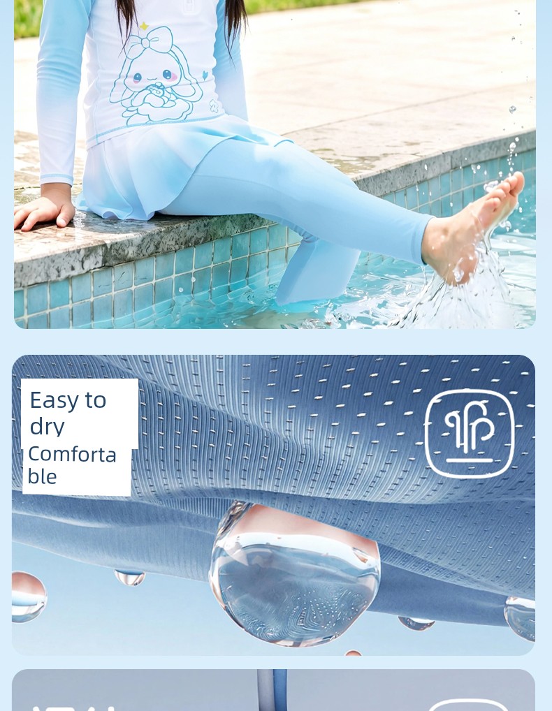 Children's Swimsuit Girls' Long-Sleeved Long-Pants Split Sun-Protective Quick-Dry Skin-Friendly High-Elastic Hot Spring Vacation Training Swimming Set — 11