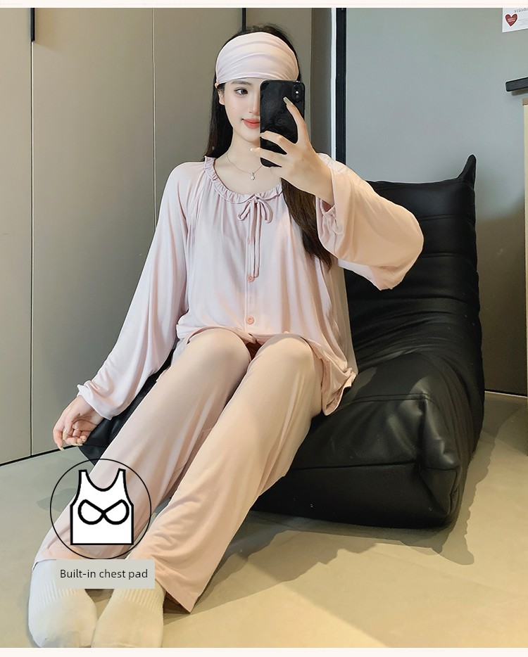 Modal Maternity Pajamas with Chest Pads, Summer Thin Style, Suitable for Postpartum and Breastfeeding Mothers, Spring and Summer Models — 5