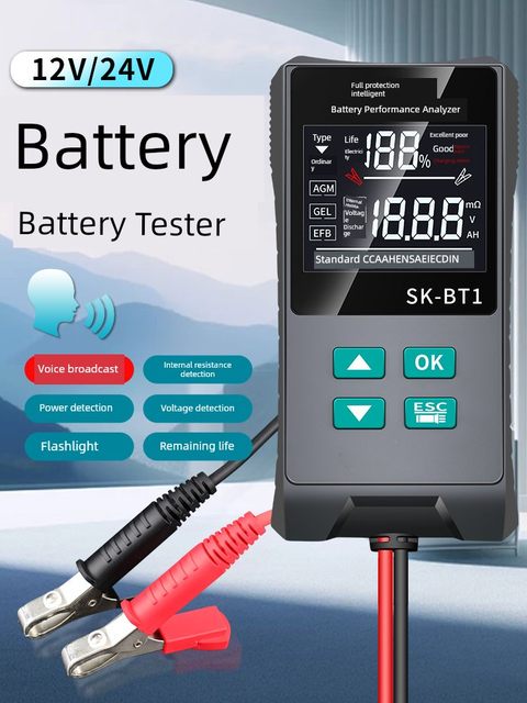 SNICO battery detector 12V/24V voice broadcasting remaining life internal resistance voltage