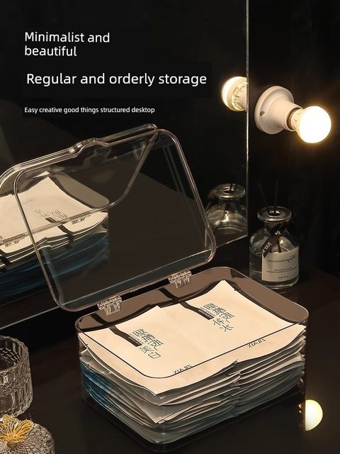 Transparent acrylic mask box flip storage box home internet celebrity cosmetics dustproof storage box large capacity with cover