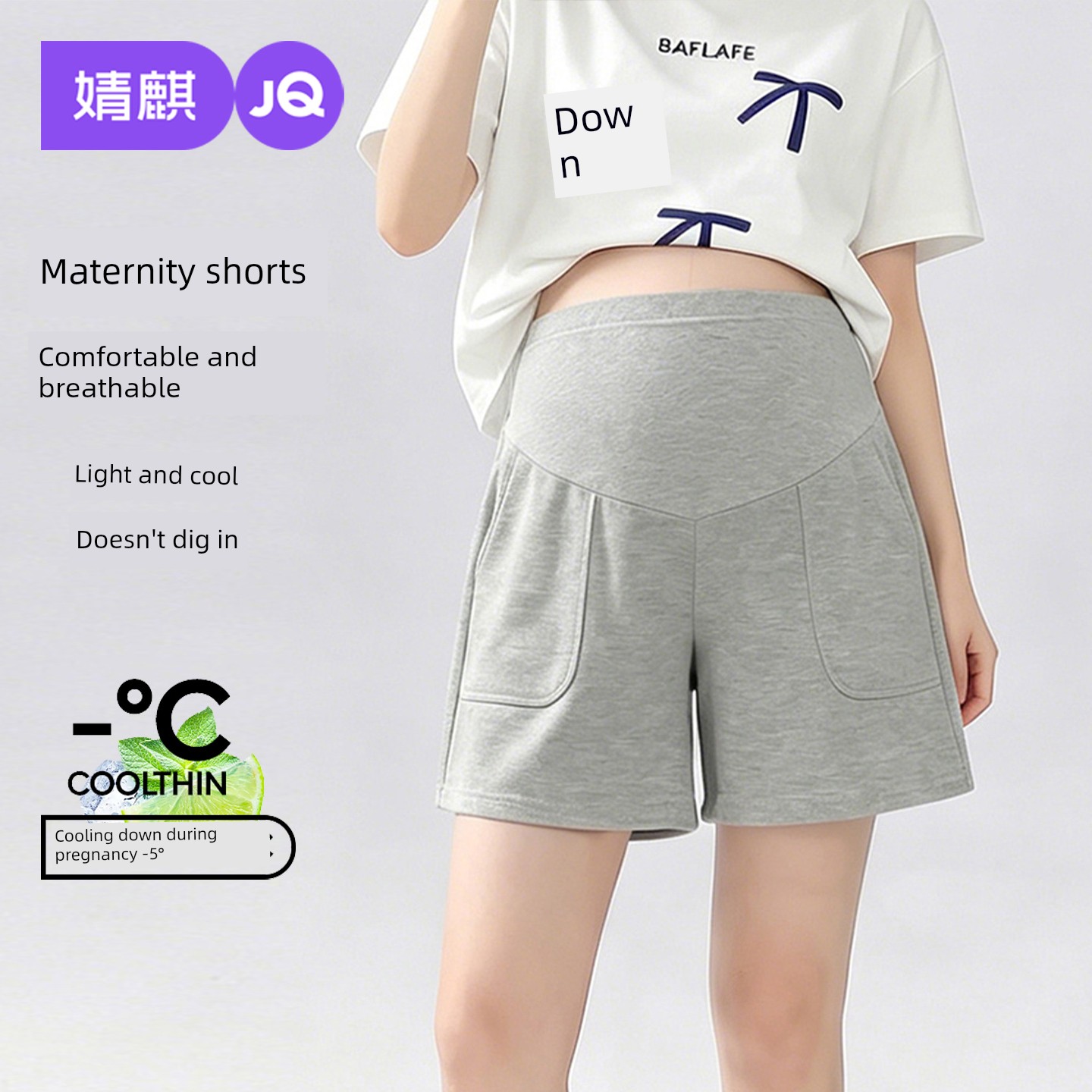 Jq Jingqi Maternity Shorts for Summer 2026 New Thin Style Five-Point Pants, Non-Tightening on the Belly during Pregnancy, Maternity Wear — 3