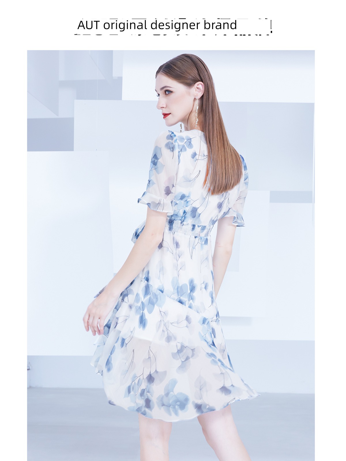AUI Irregular temperament Ruffles Chiffon Dress