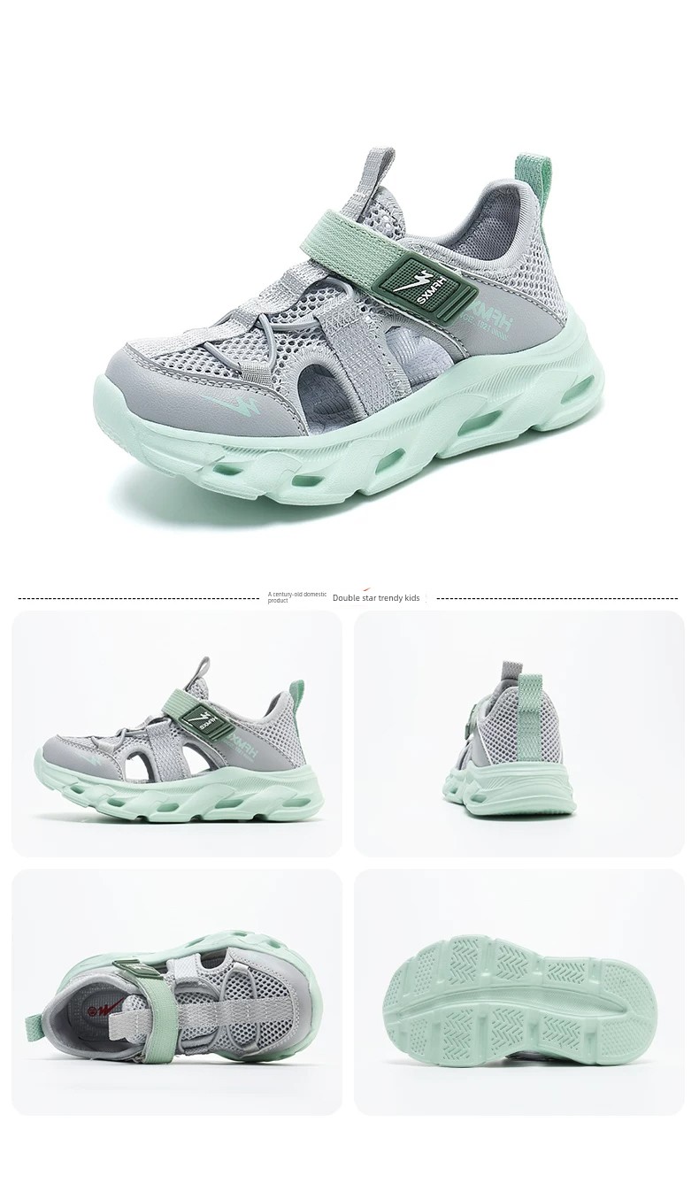 Double Star Children's Sandals for Girls, Summer 2026 New Model, Water-Resistant, Lightweight, Soft-Soled, Breathable, Closed-Toe Sports Shoes — 28