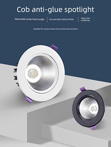 LED Spotlight Embedded Ceiling Lamp Cob Spotlight 12W Adjustable Angle Bull's Eye Lamp Clothing Store High Power Lamp