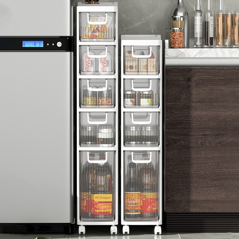 Crevice Shelf kitchen Refrigerator crevice Storage cabinet Narrow slit Locker Storage snacks multi-storey Storage rack to ground