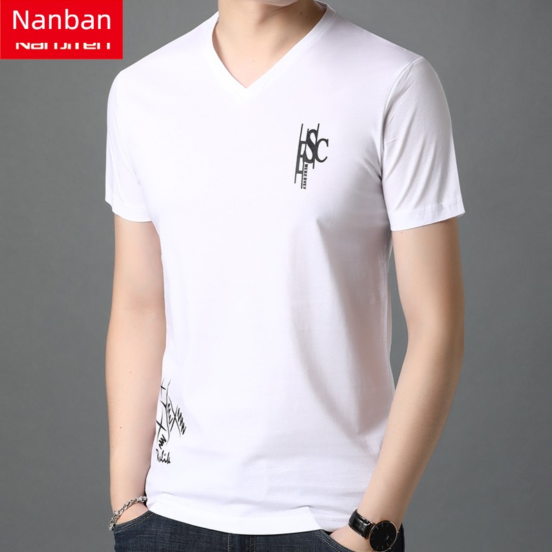 NGGGN Korean version V-neck leisure time man Short sleeve T-shirt