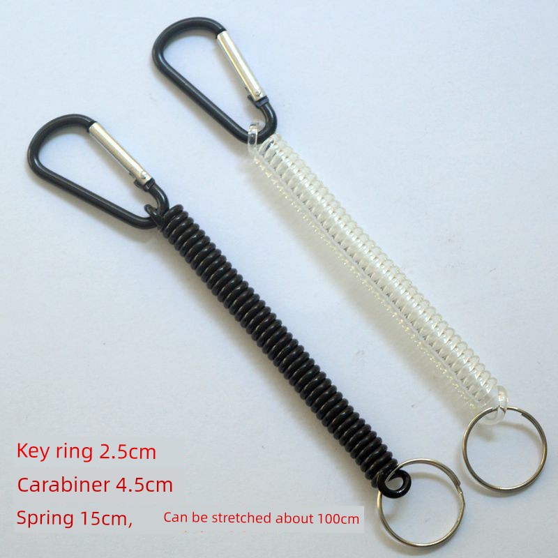 Transparent Black Restaurant and Hotel Bottle Opener with Anti-Loss Keychain, Spring Rope, Retractable Plastic Rope, and Carabiner