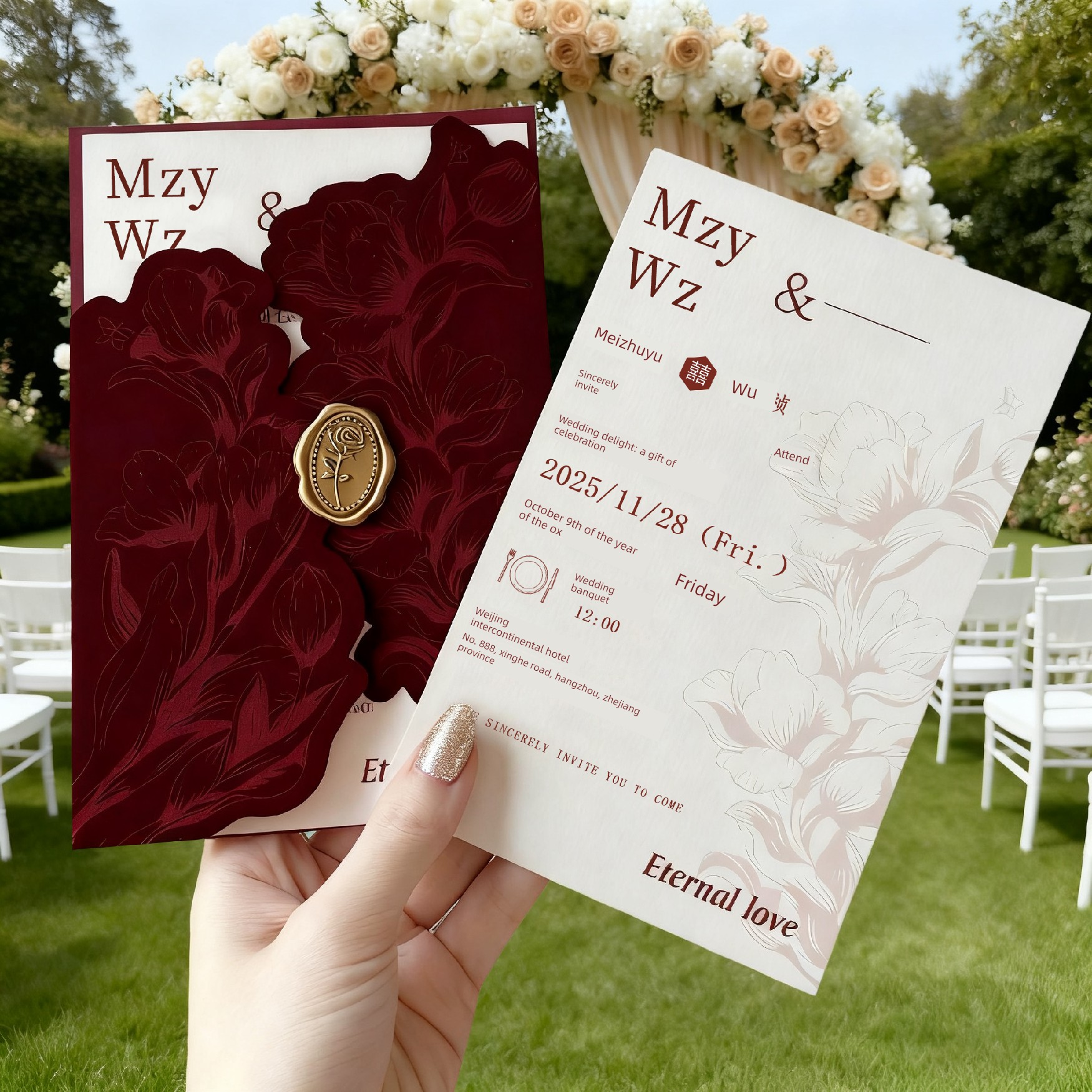 Invitations Wedding Invitations 2026 New European-Style Wedding Invitations High-End French-Style Wedding Banquet Velvet Cloth Creative Wedding Invitations