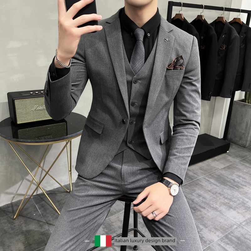 British leisure Self-cultivation handsome autumn groom man 's suit