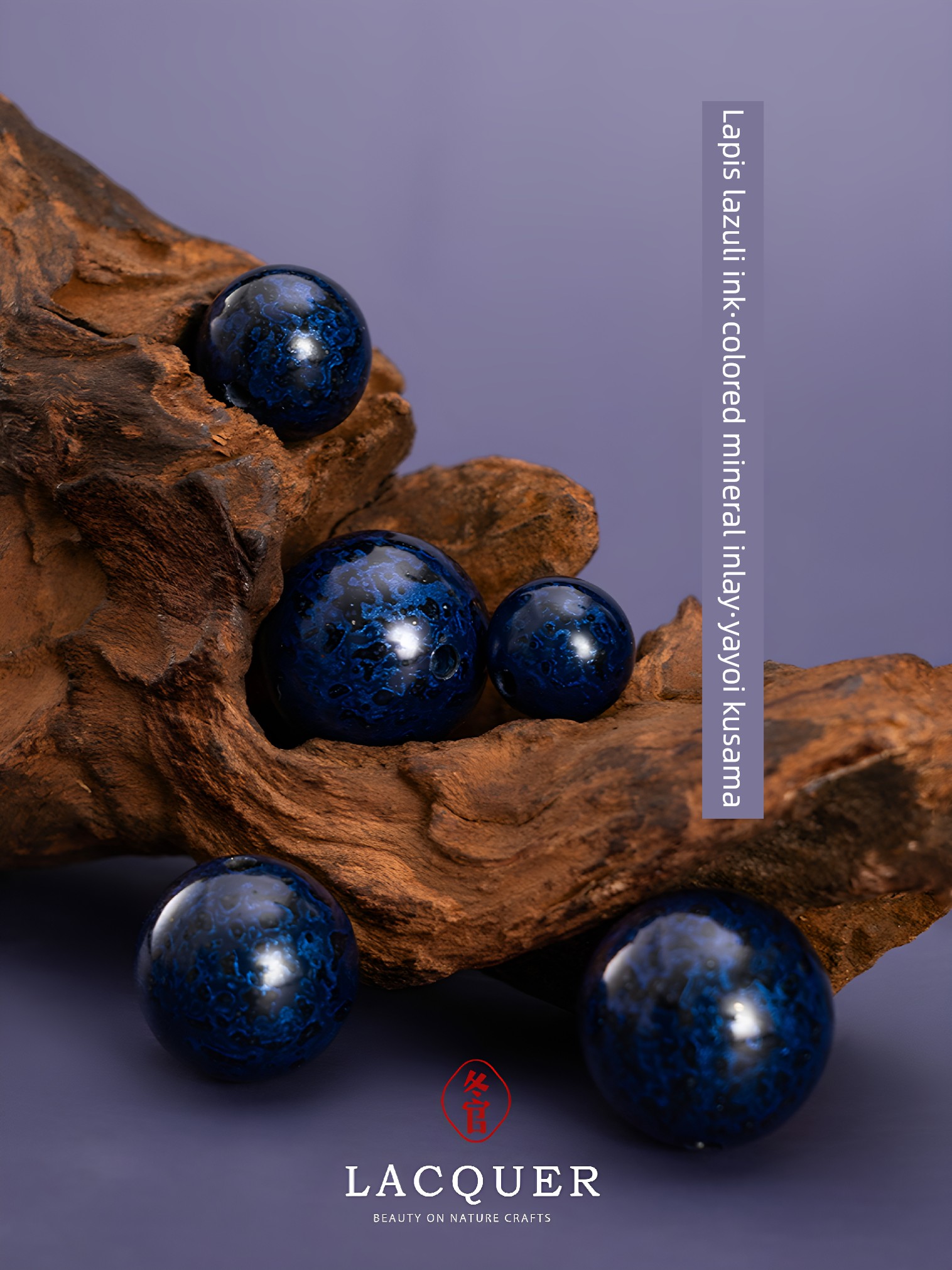 Natural Lacquer Single Beads, Traditional Craftsmanship Necklace Accessories, Handcrafted Jewelry, Lapis Lazuli Ink Blue