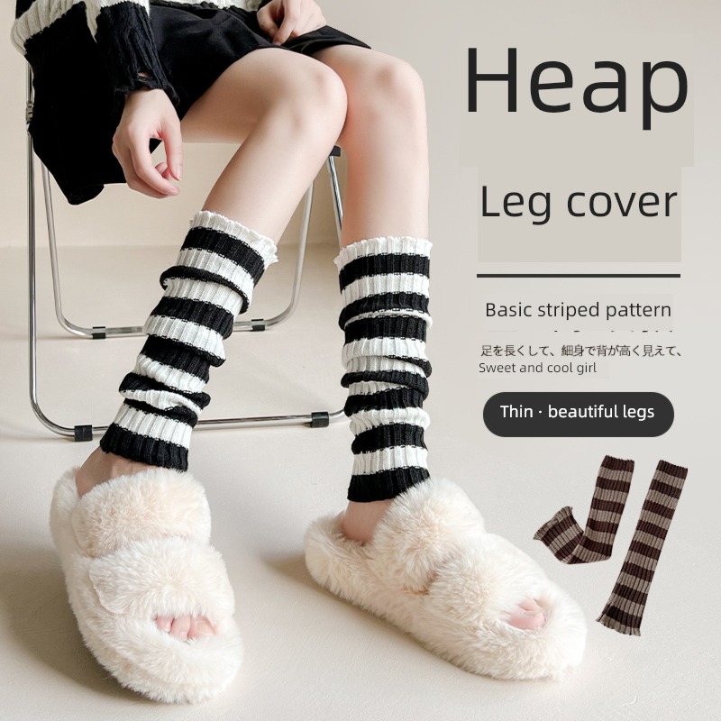jk knitting Women's money black and white stripe lace keep warm socks