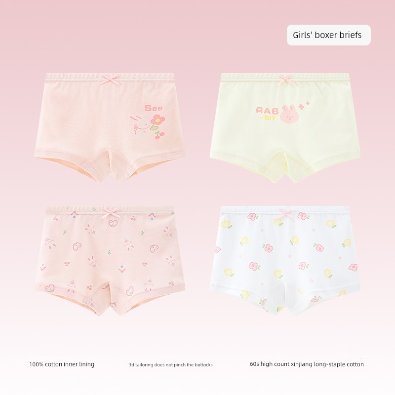 Girls' Underwear for Older Children, Pure Cotton, Class A, Four-Corner Style, for Little Girls, Baby, All-Cotton Children's Boxer Shorts That Don'T Pinch — 2