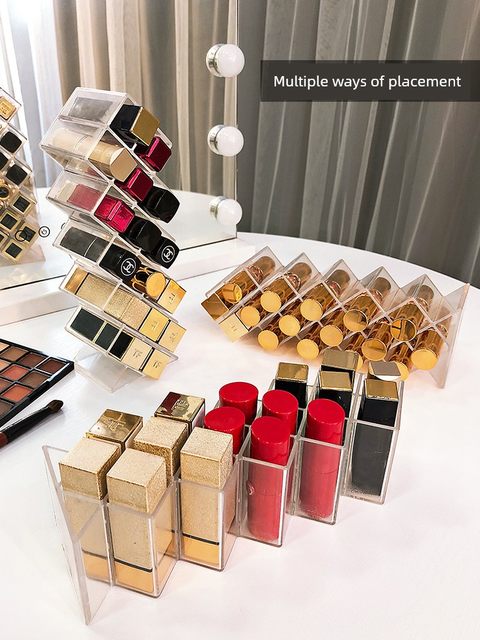 Lipstick storage box ins multi-grid internet celebrity acrylic cosmetics store desktop transparent lipstick glaze display rack