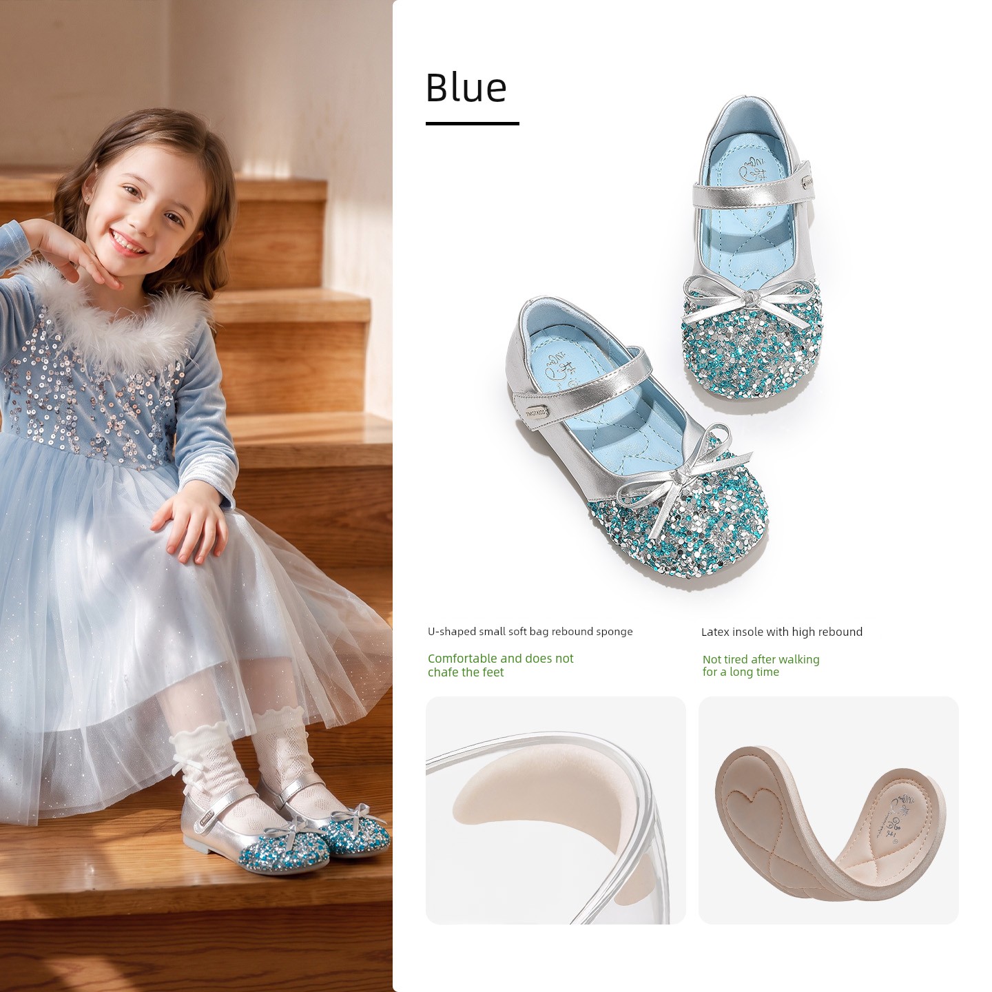 Princess Shoes for Girls, 2026 New Autumn Children's Shoes, Small Leather Shoes, Baby Crystal Shoes, Silver Soft-Soled Shoes — 3