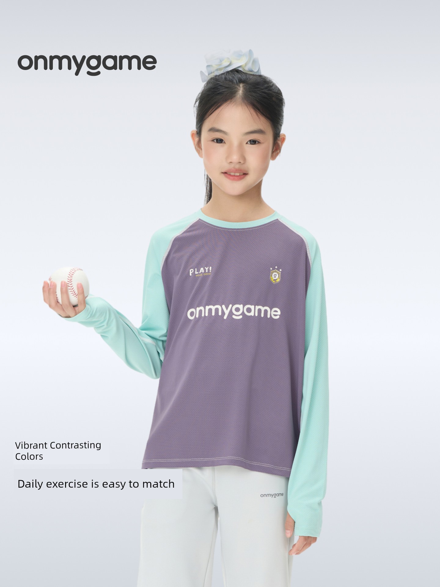 Onmygame Boys and Girls Sun Protection Long-Sleeved T-Shirt High Elastic Breathable Top Summer Children's Clothing Outdoor Sports and Leisure Style