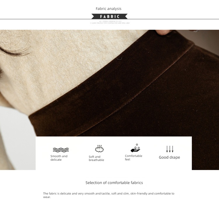 Coffee Autumn and winter Velvet Medium and long term High waist skirt