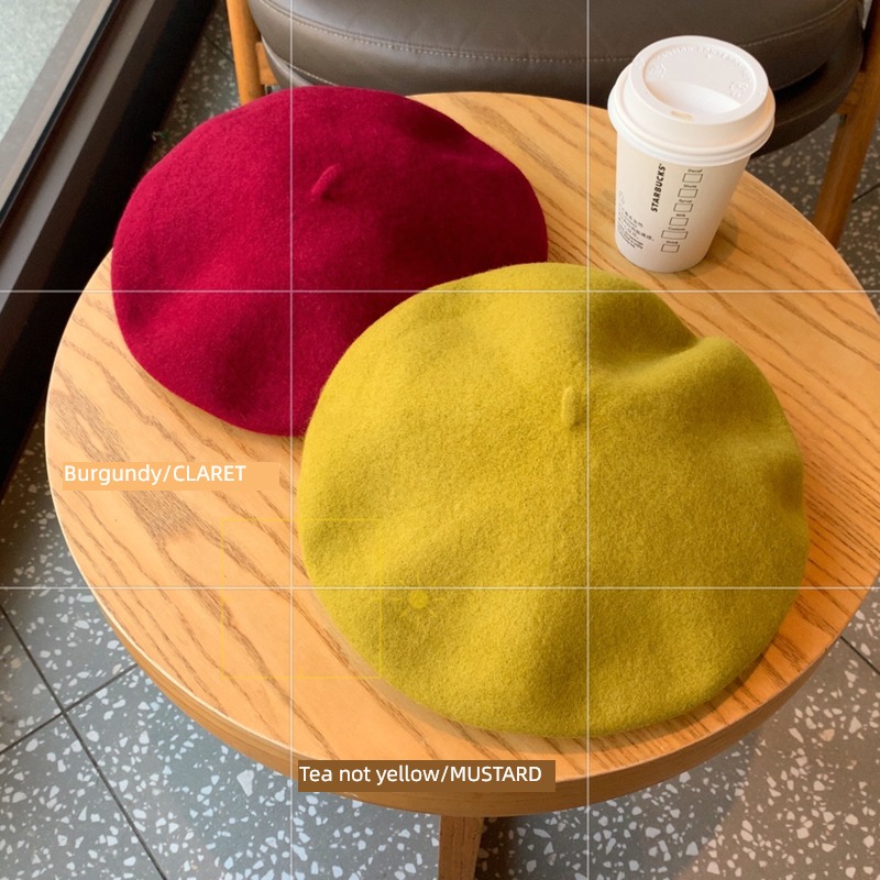 Ishihara rimei Wool Autumn and winter Retro girl student Bud hat